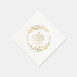 金色のリースの50回目の結婚記念日のタイポグラフィ スタンダードカクテルナプキン