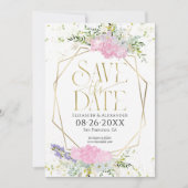金色のワイルドフラワーの春の結婚式日付を保存 招待状 (正面)