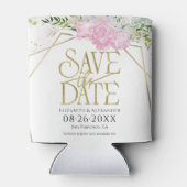 金色のワイルドフラワーの春の結婚式日付を保存 缶クーラー (裏面)