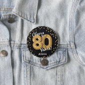 金色の乾杯で80歳の誕生日お祝い 缶バッジ (インサイチュ)