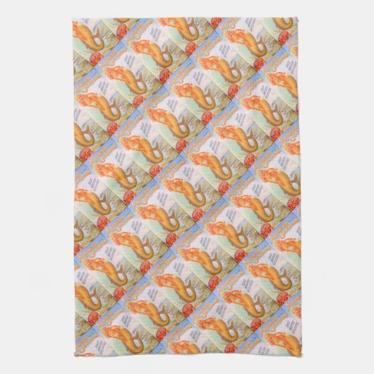 金色の人魚のキッチンタオル キッチンタオル (縦)