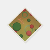 金色の任意の名前の幾何学的なパターンのドット円 スタンダードカクテルナプキン (角)