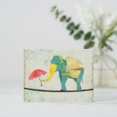 金色の優雅な象のはがき ポストカード (スタンド正面)