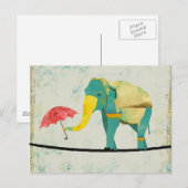 金色の優雅な象のはがき ポストカード (正面/裏面)