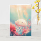 金色の光の中の至福のクラゲ カード (黄色い花)