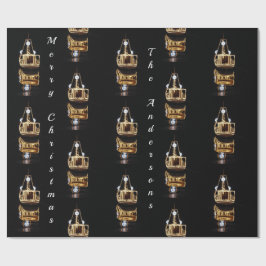 金色の光を持つクリスマスボート ラッピングペーパー