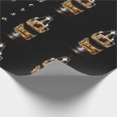 金色の光を持つクリスマスボート ラッピングペーパー (角)