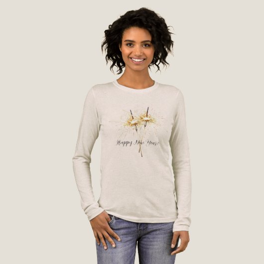 金色の大晦日お祝いスパークラー トライブレンドTシャツ (正面全体)