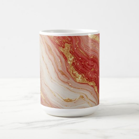 金色の大理石抽象背景と赤い渦巻き コーヒーマグカップ (中央)