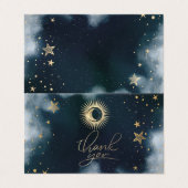 金色の太陽と月と星の夜空 名刺 (外部フラット)