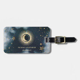 金色の太陽 月 星 夜空 ラゲッジタグ