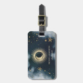 金色の太陽 月 星 夜空 ラゲッジタグ (正面縦)