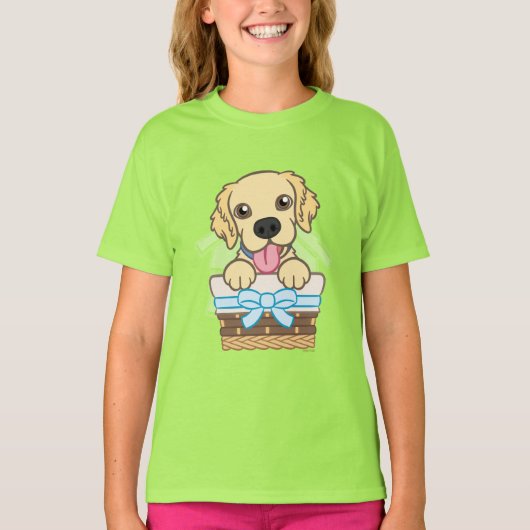 金色の子犬の色Tシャツ Tシャツ (正面)