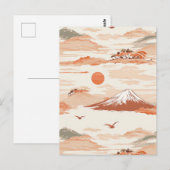 金色の富士山日の出 日本 水彩画 パターン ポストカード (正面/裏面)