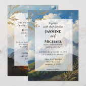 金色の山々と雲の景色 招待状 (正面/裏面)