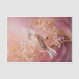 金色の庭の友達、エレガントピンクの鳥 薄葉紙