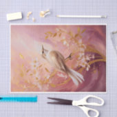 金色の庭の友達、エレガントピンクの鳥 薄葉紙 (クラフト)