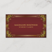 金色の彫刻された王宮の花のフレームに赤 名刺 (正面)