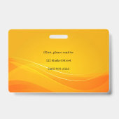 金色の抽象芸術写真ID バッジ (裏面)