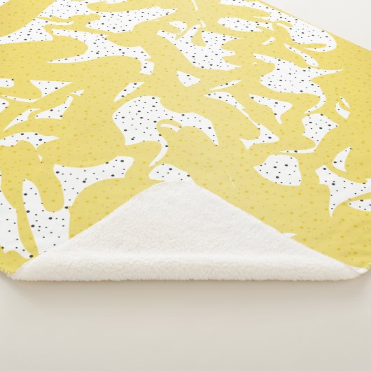 金色の抽象芸術大理石とドット付きパターン シェルパブランケット (3/4)