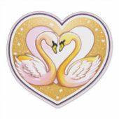 金色の指輪を持つ美しい結婚式の白鳥 シール (正面)