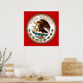金色の文字入りメキシコ国旗アイコン Viva Mexico ポスター (キッチン)