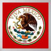 金色の文字入りメキシコ国旗アイコン Viva Mexico ポスター (正面)