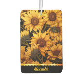 金色の日光の中で明るいヒマワリ カーエアーフレッシュナー (裏面)