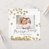 金色の星が落ちるフォトクリスマスカード カード (正面/裏面インサイチュ)