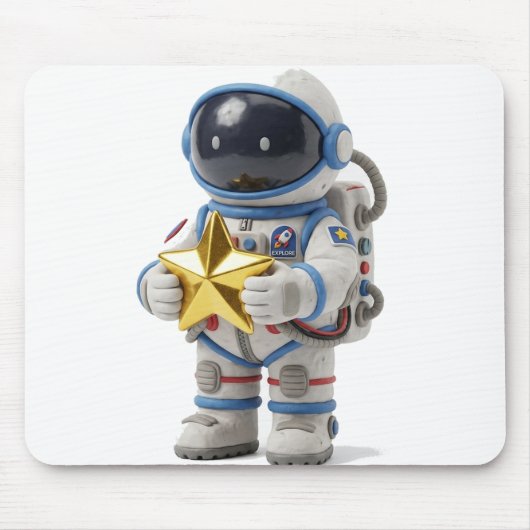 金色の星を持つ宇宙飛行士 マウスパッド (正面)