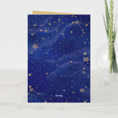 金色の星を持つ青い銀河系がウィッシュカードを作る カード (裏面)