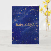 金色の星を持つ青い銀河系がウィッシュカードを作る カード (黄色い花)