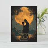 金色の月明かりの中でロマンチックなカップル。 招待状 (スタンド正面)