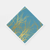 金色の木の枝模様の青い背景 スタンダードランチョンナプキン (角)