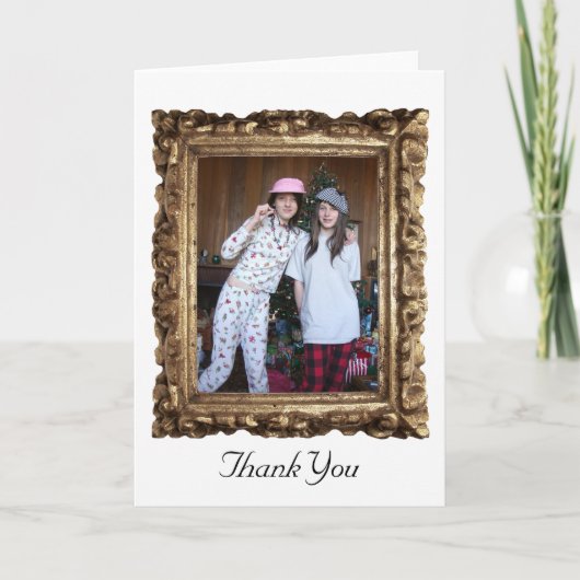 金色の木枠写真カード サンキューカード (正面)