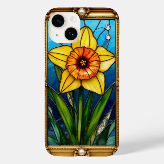 金色の枠に鮮やかな色の水仙 Case-Mate iPhoneケース (裏面)