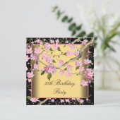 金色の桜の女性の50歳の誕生日パーティー 招待状 (スタンド正面)