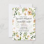 金色の森 緑色のマスタードイエローの花の水玉模様 招待状 (正面)