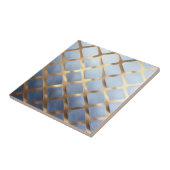 金色の模様の柔らかい青 タイル (側面)