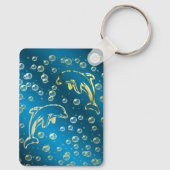 金色の水滴を持つ金のイルカ キーホルダー (裏面)