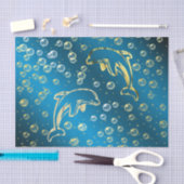 金色の水滴を持つ金のイルカ 薄葉紙 (クラフト)