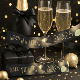 金色の泡で祝う2026年新年 グログランリボン