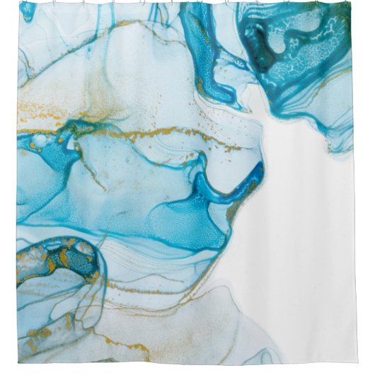 金色の海波。豊富で明るい抽象芸術写真。  シャワーカーテン (正面)