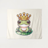 金色の王冠をかぶったプリンスのカエルのおとぎ話のベビールーム タペストリー (正面(横))