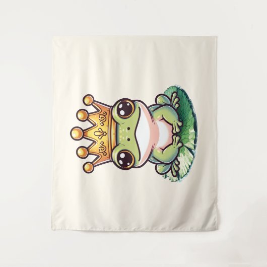 金色の王冠をかぶったプリンスのカエルのおとぎ話のベビールーム タペストリー (正面)