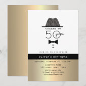 金色の男性の50歳の誕生日 招待状 (正面/裏面)