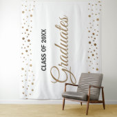 金色の白い卒業生の背景 タペストリー (インサイチュ)