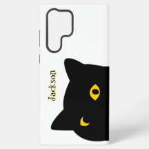 金色の目であなたを見つめる黒猫のカスタムデザイン