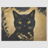 金色の目をした黒猫のデコパージュ 薄葉紙 (正面)