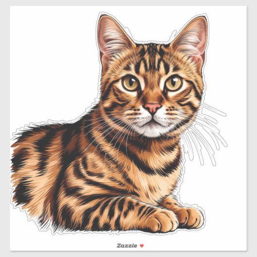 金色の瞳の縞トラ猫の肖像画 シール (シート)